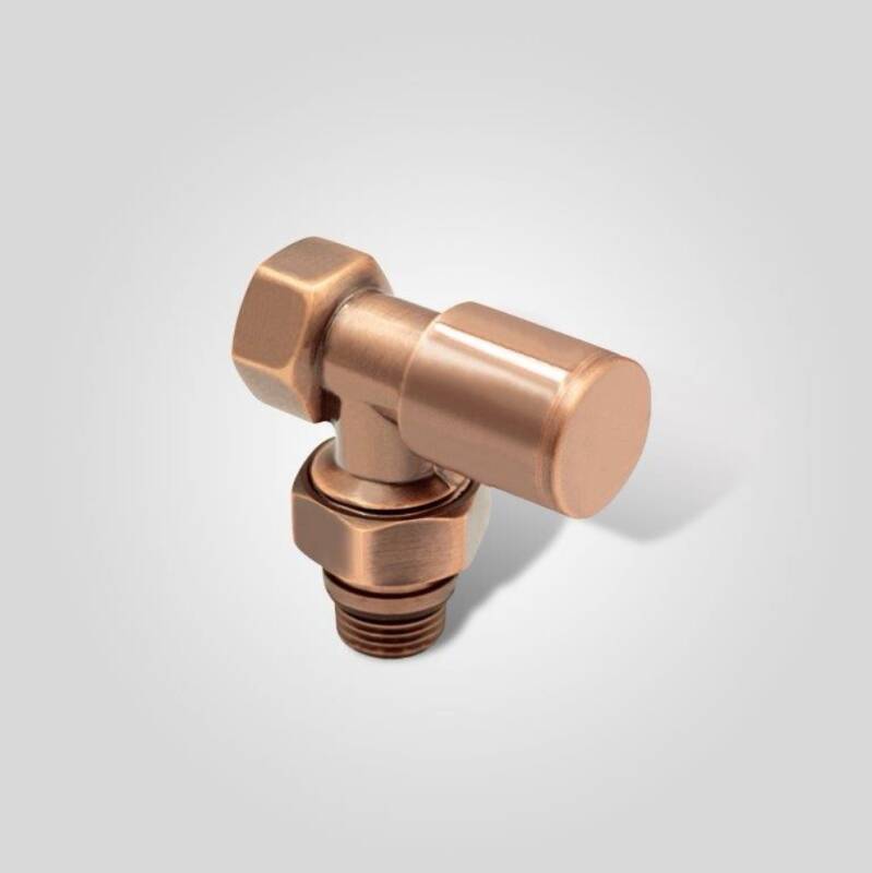 Bakır Eskitme 1/2 Köşe Radyatör Vanası - 1